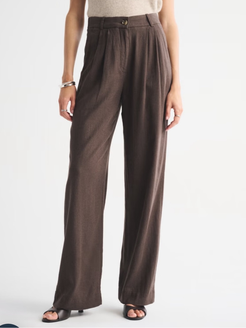 Abercrombie and Fitch Sloane Linen-Blend Tailored Wide Leg Pant